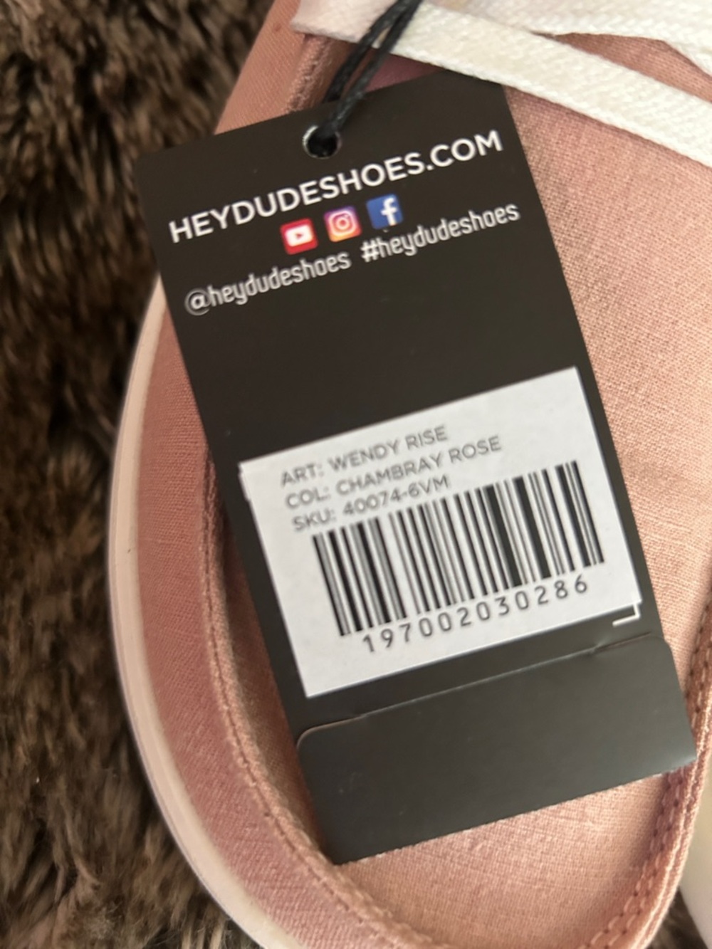Hey Dude Wendy Slip-On Sneakers in Dusty Rose with White Laces - Picture 2 of 3